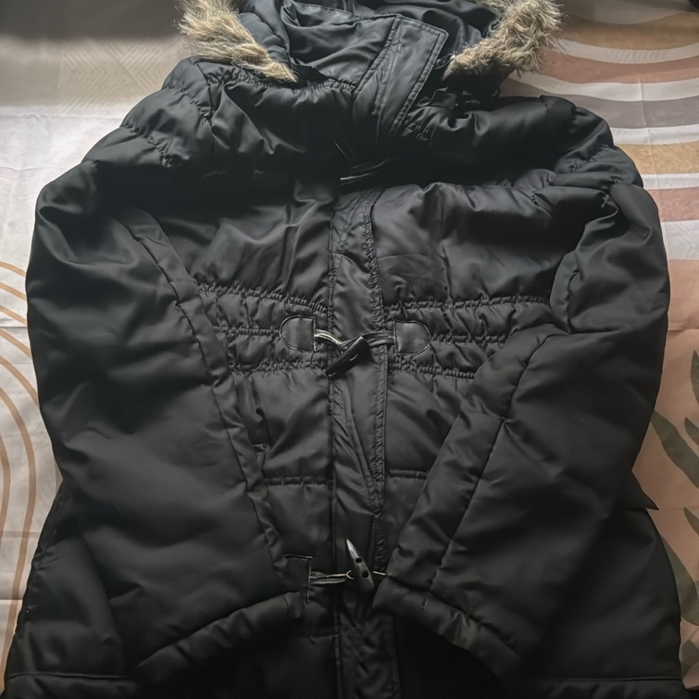 3/$10 Maralyn & Me Black Faux Fur Lined Hooded  Jacket